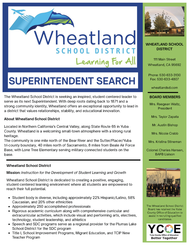 Wheatland School District Superintendent Search page 1