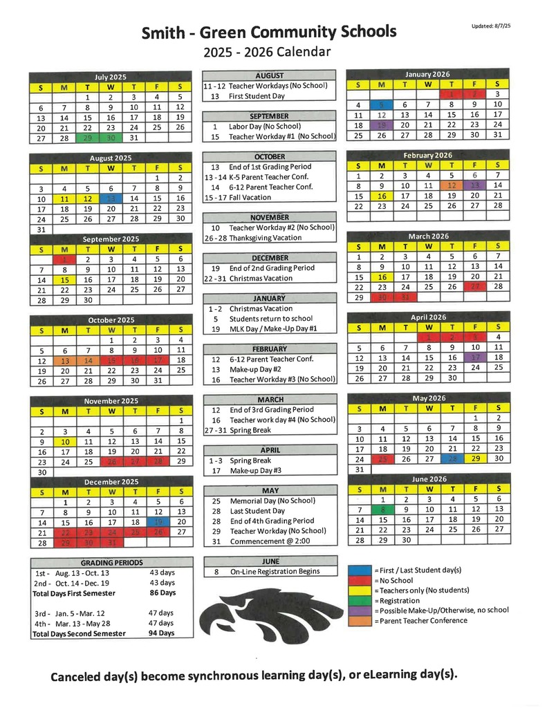 Updated 2025-2026 Calendar