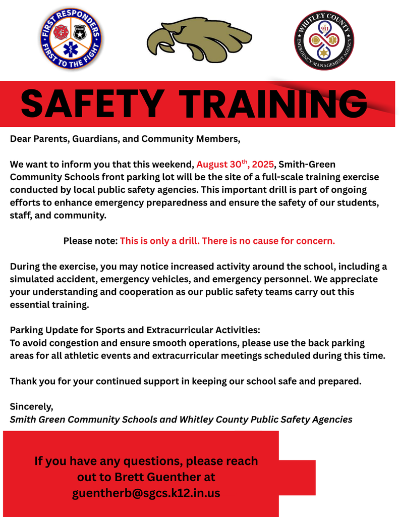 August 30th Safety Training - Please Avoid the Area