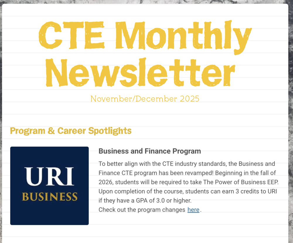 November/December CTE newsletter