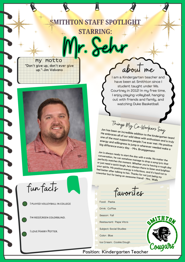 staff spotlight - mr. sehr