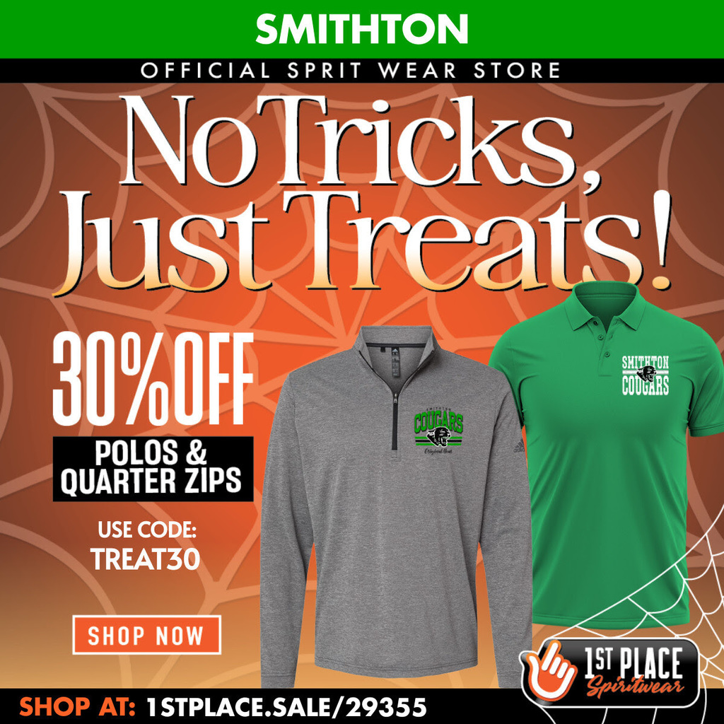 smithton spiritwear sale 30% off polos & 1/4 zips