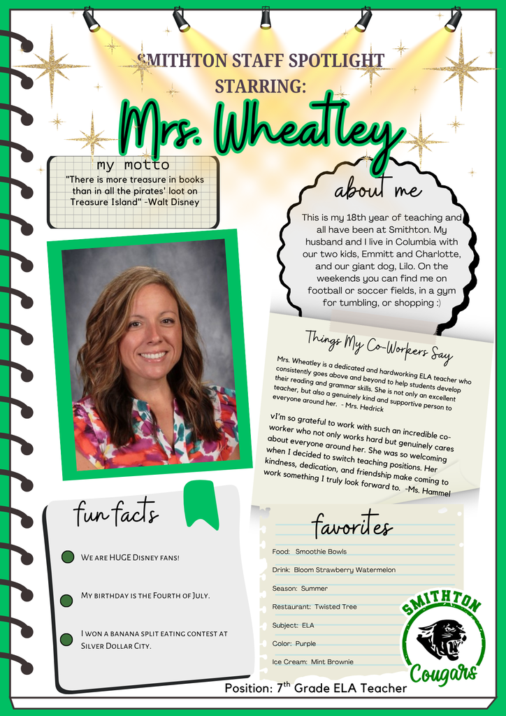 staff spotlight - mrs wheatley