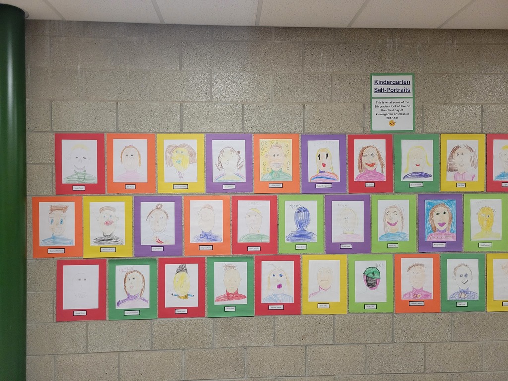 8th graders kindergarten self portraits