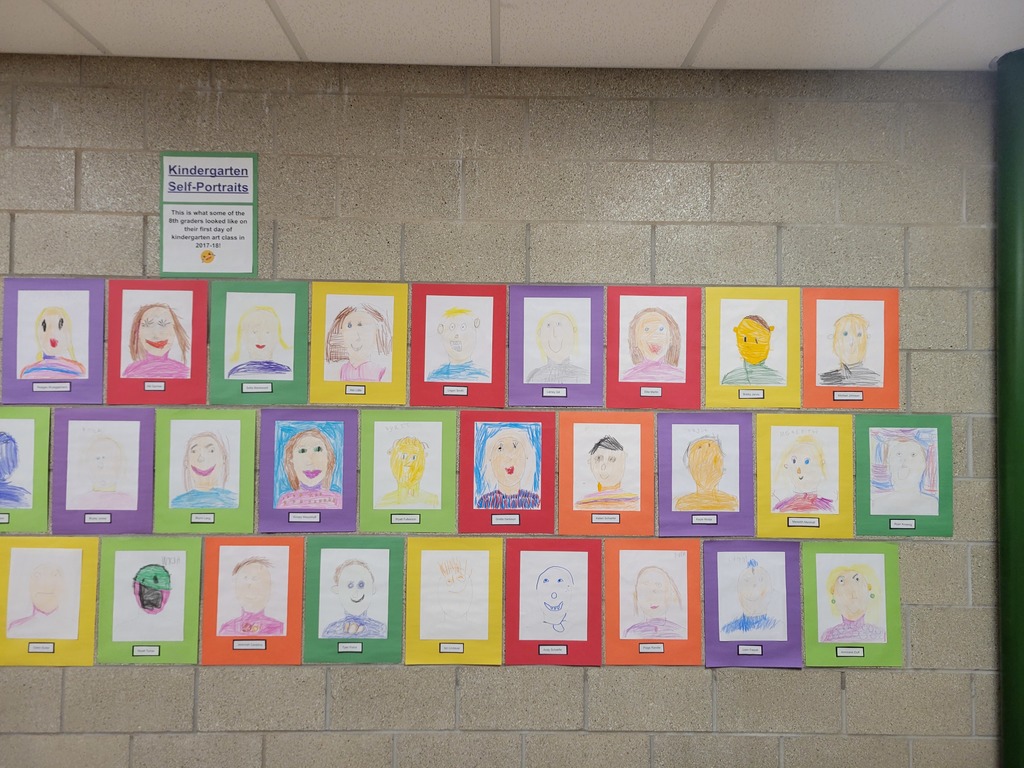 8th graders kindergarten self portraits
