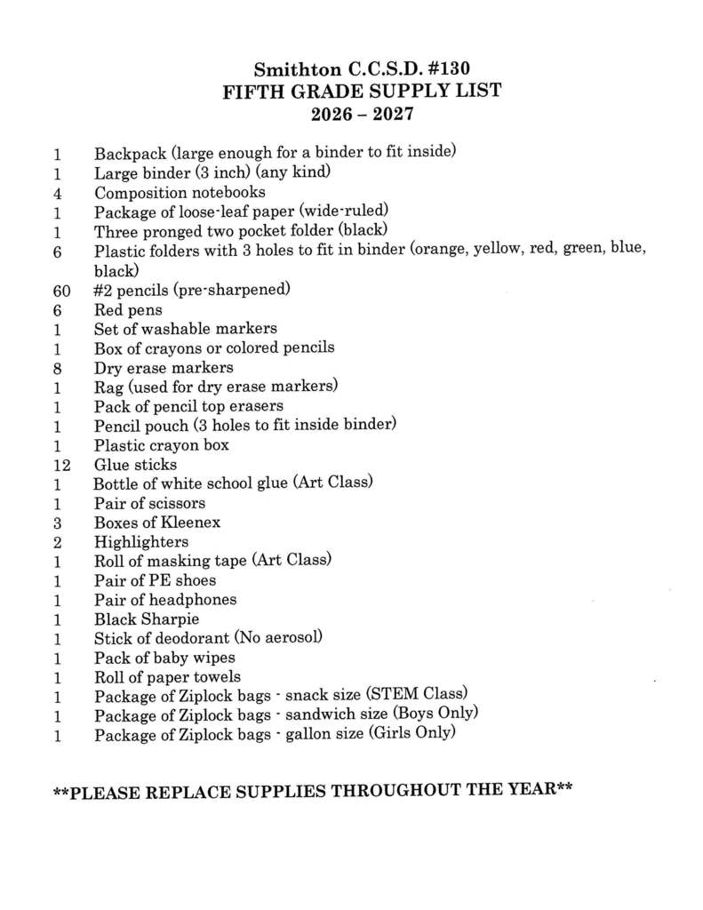 classroom supply list 26-27