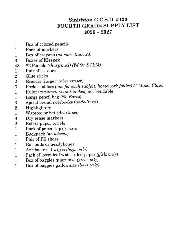classroom supply list 26-27