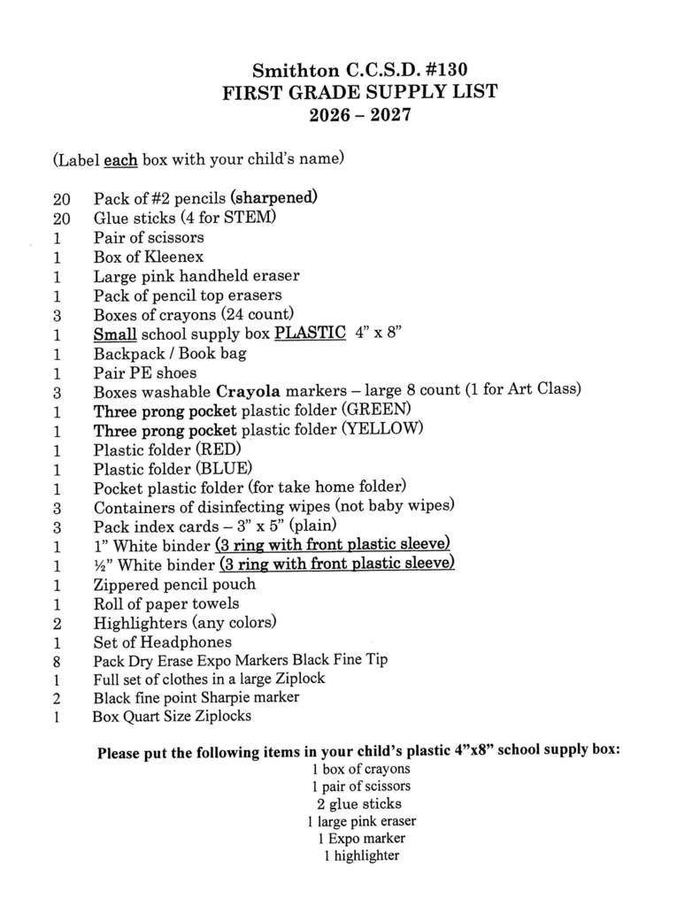 classroom supply list 26-27