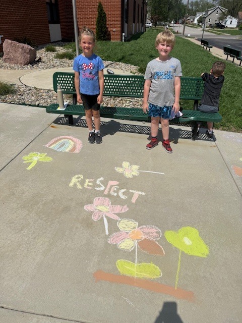 kinder & 3rd buddies - sidewalk chalk