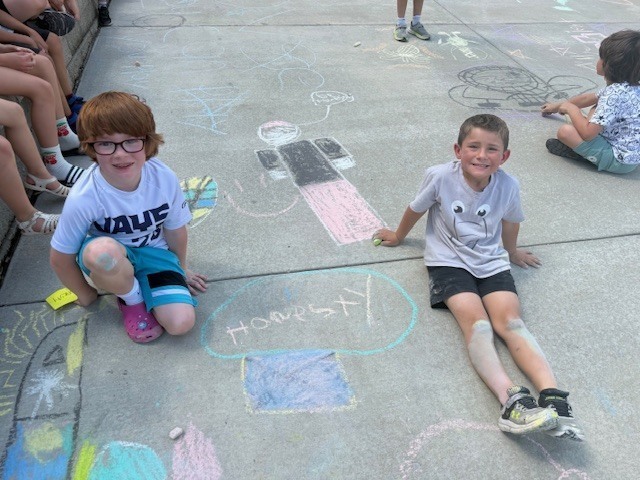 kinder & 3rd buddies - sidewalk chalk