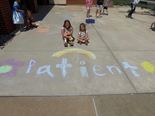 kinder & 3rd buddies - sidewalk chalk