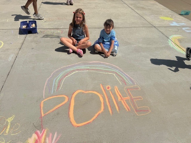 kinder & 3rd buddies - sidewalk chalk