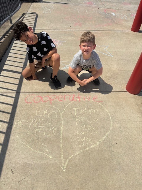 kinder & 3rd buddies - sidewalk chalk