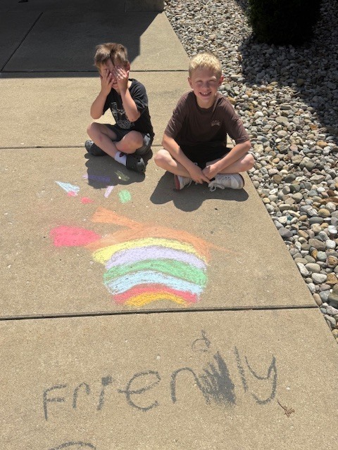 kinder & 3rd buddies - sidewalk chalk