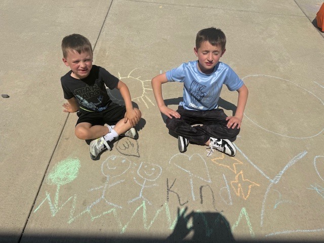 kinder & 3rd buddies - sidewalk chalk