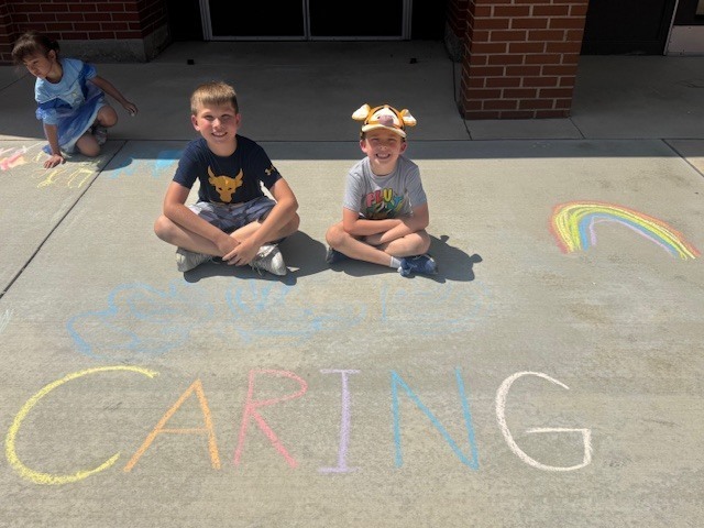 kinder & 3rd buddies - sidewalk chalk