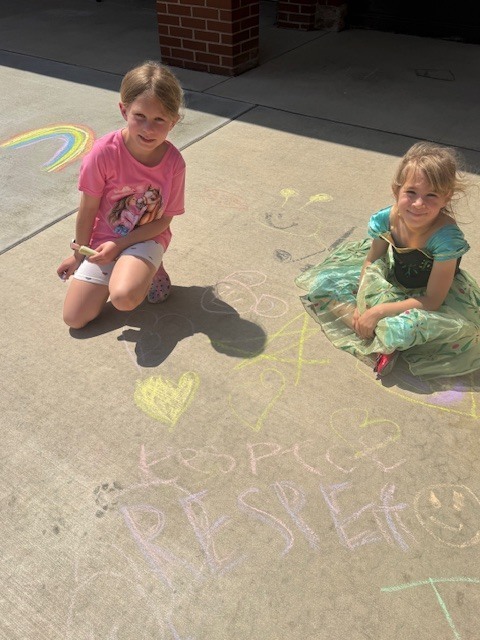 kinder & 3rd buddies - sidewalk chalk