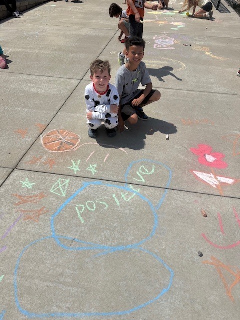 kinder & 3rd buddies - sidewalk chalk