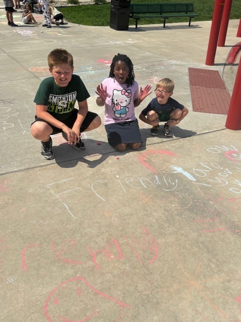 kinder & 3rd buddies - sidewalk chalk