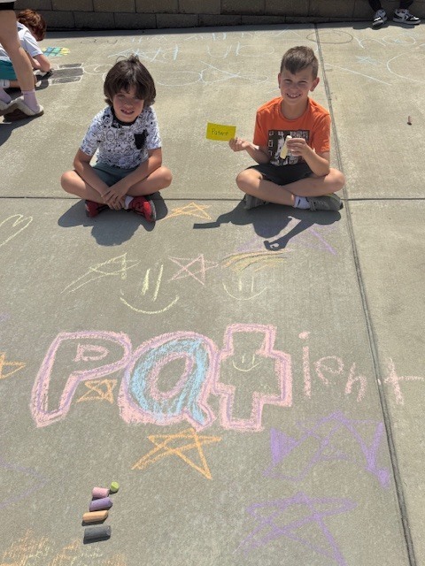 kinder & 3rd buddies - sidewalk chalk