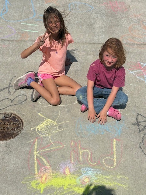 kinder & 3rd buddies - sidewalk chalk