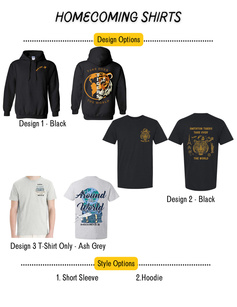 Homecoming shirt orders are due December 19th .Homecoming is Jan.16th. Our theme this year is "Tigers take over the World" .
