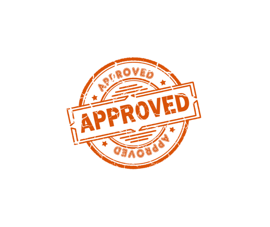 APPROVED written in orange