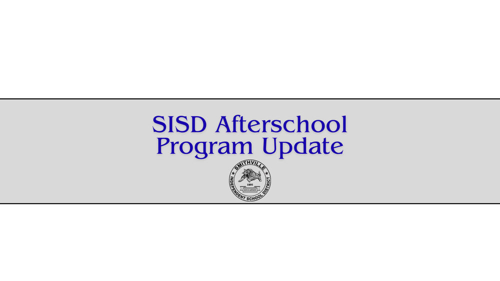 afterschool program update in blue letters on a gray background