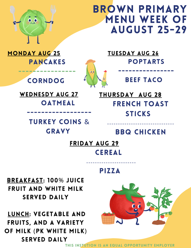 BROWN PRIMARY MENU Aug 25-29