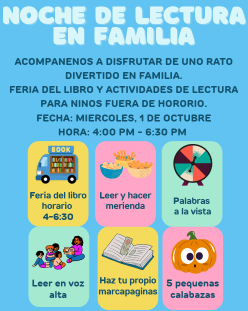 noche de lectura en familia - 10/1/25 - 4-6:30pm