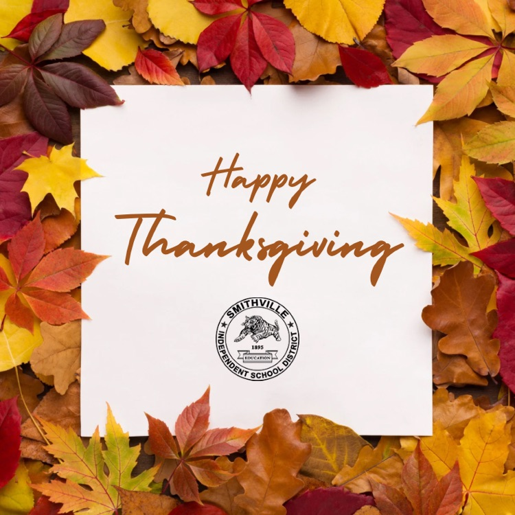 happy Thanksgiving surrounded by fall leaves