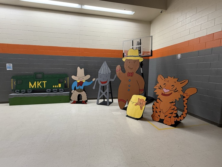 Life-size cutouts of Smitty and friends