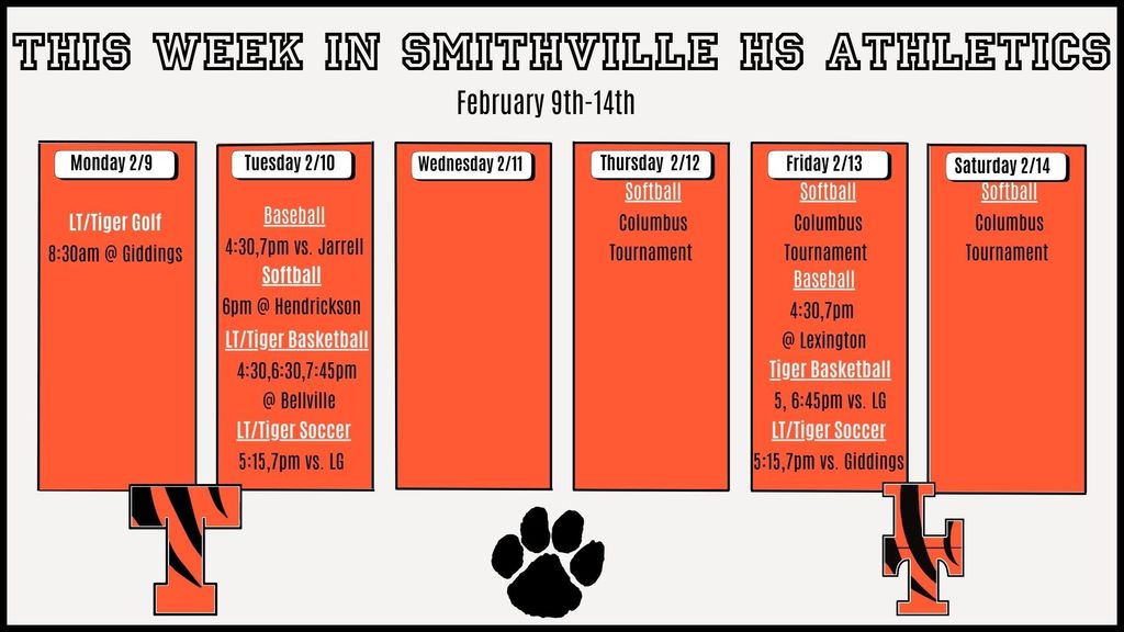 Smithville Athletics Week At a Glance 2/9-2/14