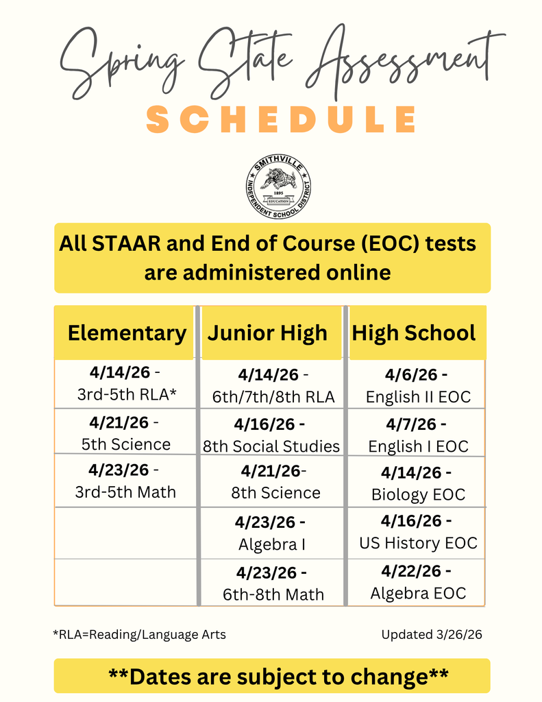 exam schedule in yellow and cream colors