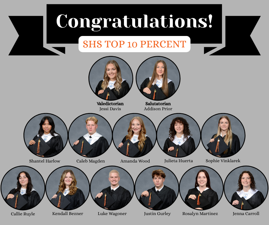 senior photos of the top 10% graduates holding their grad caps