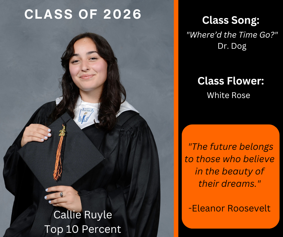 A woman in a black graduation gown holds a diploma. The text says "Class of 2026" and "Top 10 Percent".