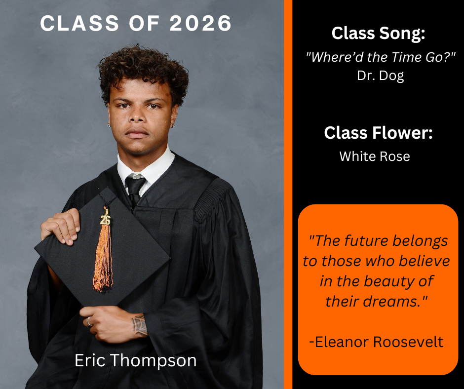 a boy in a graduation gown holding graduation cap with "Class of 2026" above him