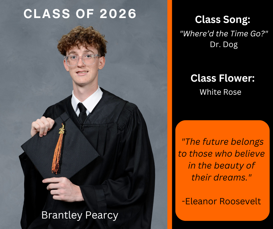 a boy in a graduation gown holding graduation cap with "Class of 2026" above him