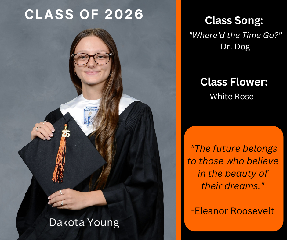a girl in a graduation gown hold a graduation cap with the words "Class of 2026" above her