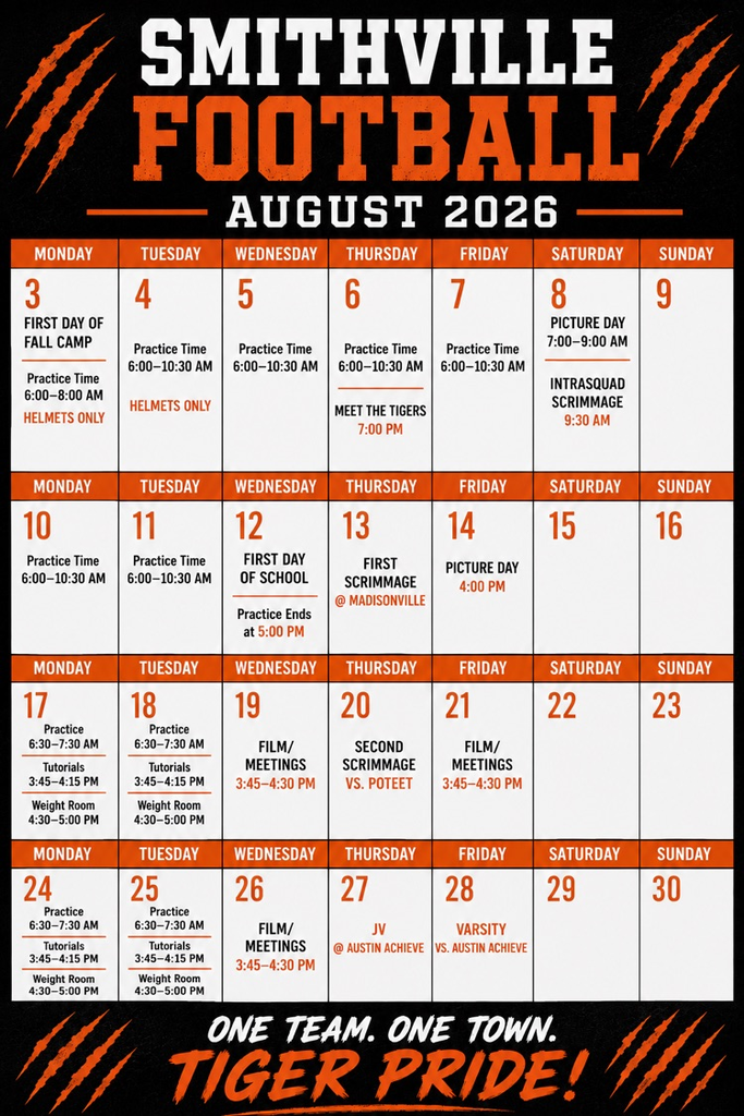 august football calendar
