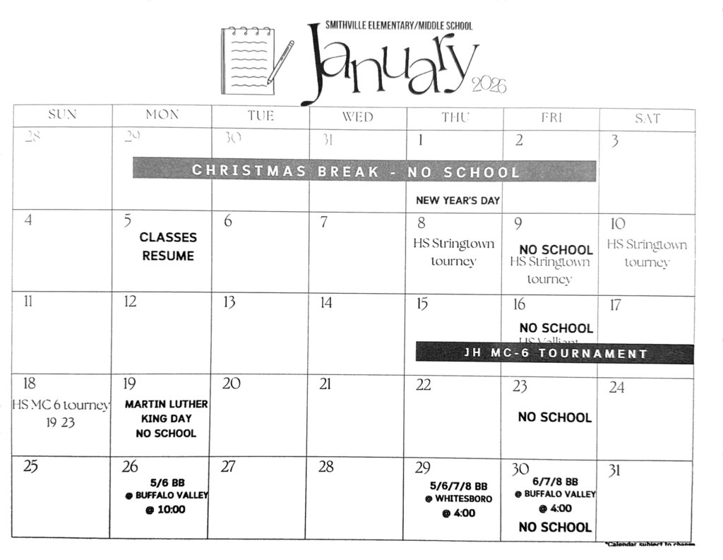 January Calendar