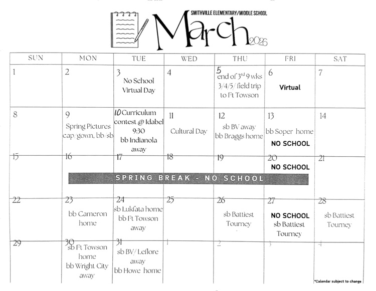 March calendar