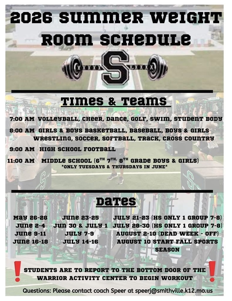 Summer Weights Schedule
