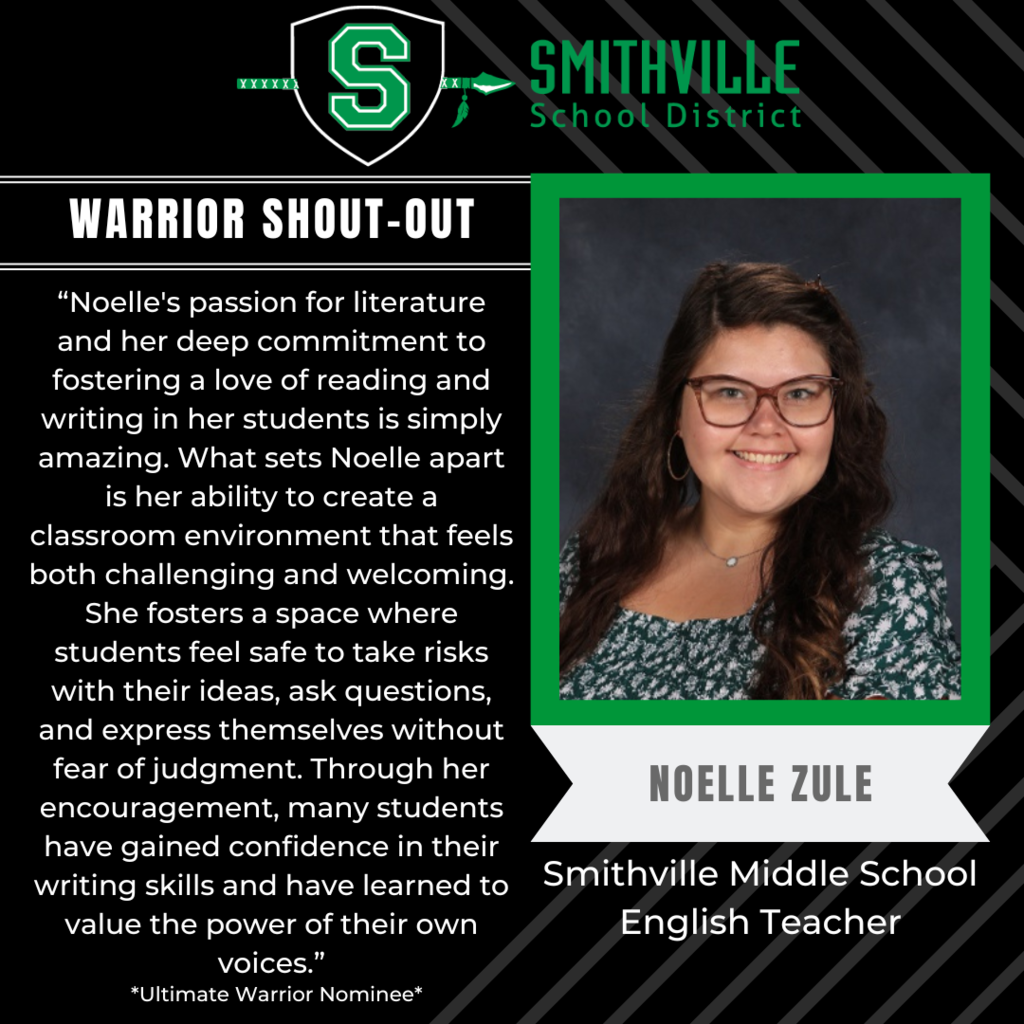Noelle's passion for literature and her deep commitment to fostering a love of reading and writing in her students is simply amazing. What sets Noelle apart is her ability to create a classroom environment that feels both challenging and welcoming. She fosters a space where students feel safe to take risks with their ideas, ask questions, and express themselves without fear of judgment. Through her encouragement, many students have gained confidence in their writing skills and have learned to value the power of their own voices.