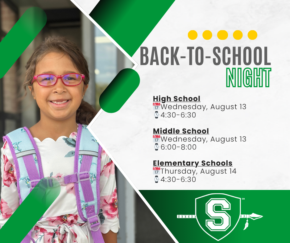 back-to-school night: High School 📅Wednesday, August 13 ⌚4:30-6:30 Middle School 📅Wednesday, August 13 ⌚6:00-8:00 Elementary Schools 📅Thursday, August 14 ⌚4:30-6:30