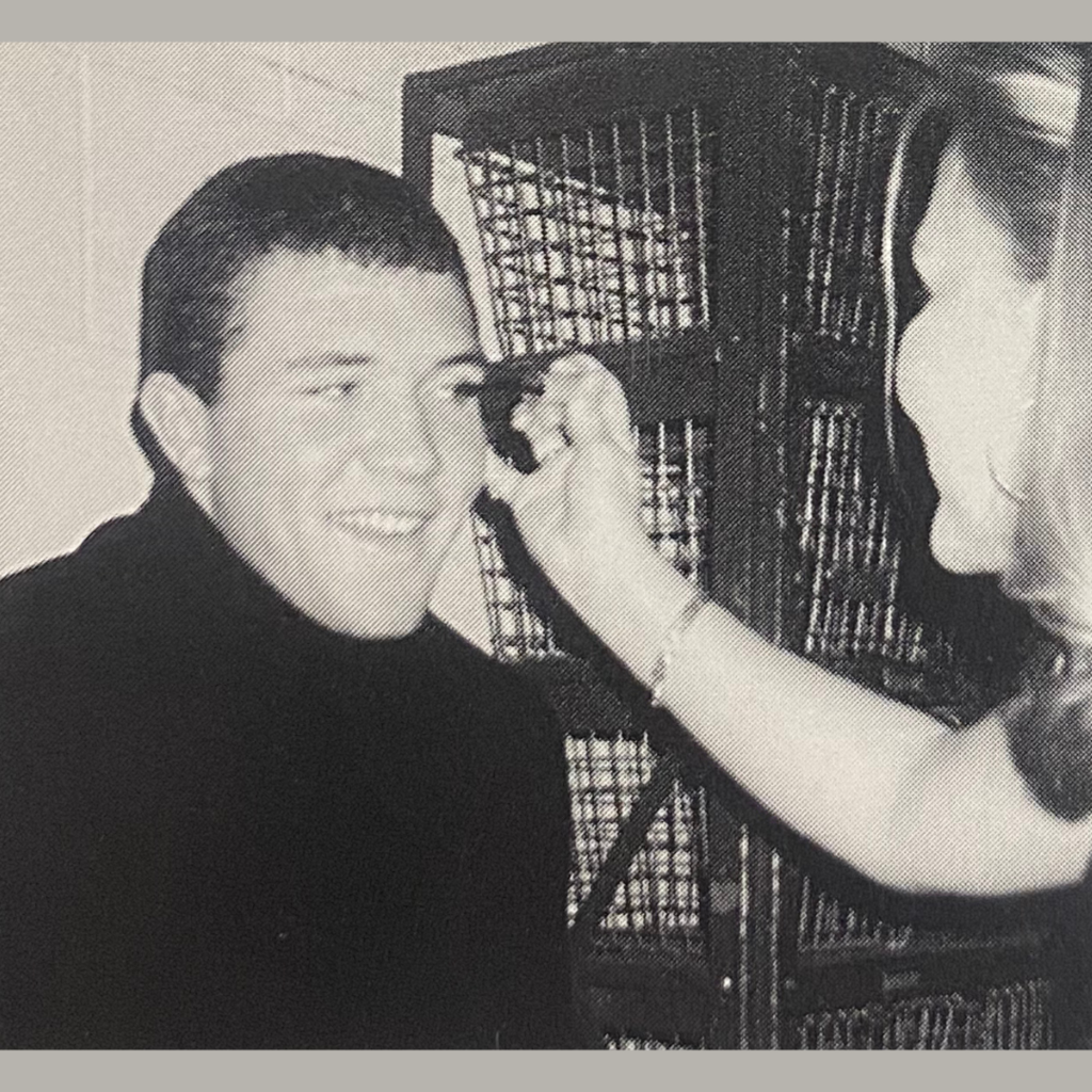 Smithville High School student getting his makeup applied just before the school play in 1997.