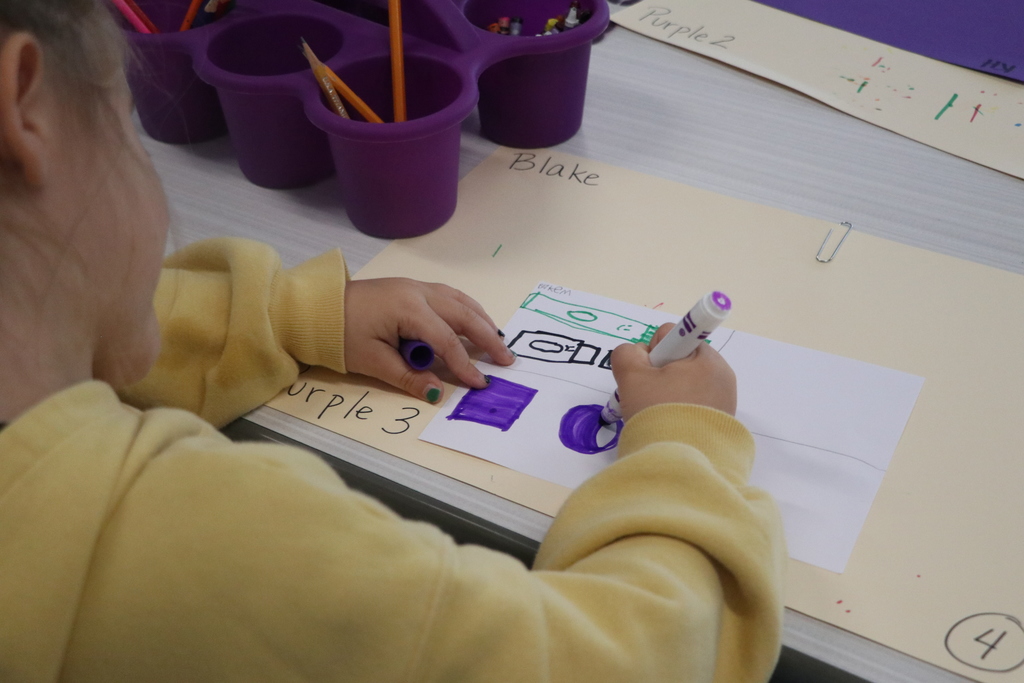 Ms. Aeshliman's Kindergarten art class learning about the foundations of art.