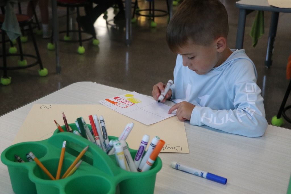 Ms. Aeshliman's Kindergarten art class learning about the foundations of art.
