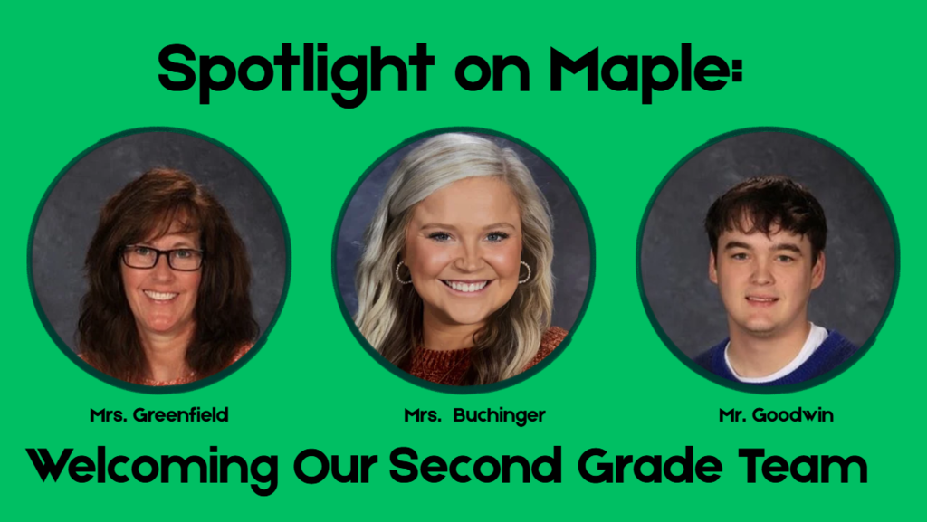 Pictures of Second grade Team: Mrs. Greenfield, Mrs. Buchinger, and Mr. Goodwin