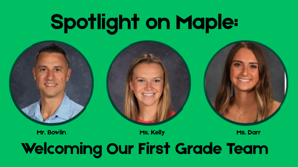 Picture of First Grade Team: Mr. Bowlin, Ms. Kelly, and Ms. Darr